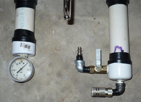 Close-up of fill valves and beat up pressure gauge (don't worry, that pressure gauge will be gone by tomorrow!