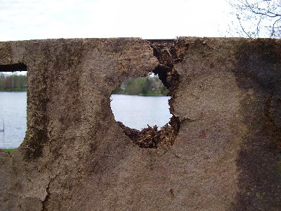 Entrance wound. That is a solid 1.5&amp;quot; fiberboard door. (Slightly rotten but still pretty hard)