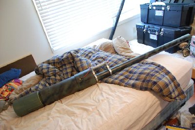 heres the gun, about 7 feet long