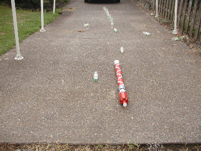 The barrel that shouldn't have had high velocity.  It did a very nice job.  Maybe this thing will work well with a nozzle cone.   Still didn't reach 20 feet. Barrel ID is 2.7 inches.