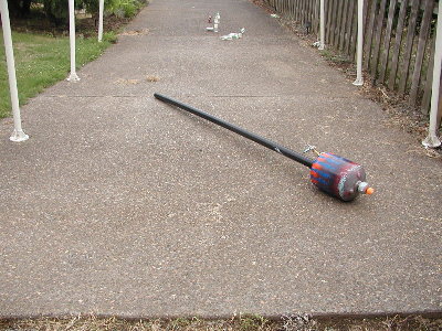 The 2 inch long spud barrel did the best with a high speed blast that tossed the near bottles, blasted over the near can and then rolled out to 25 feet dropping over bottles as it went.
