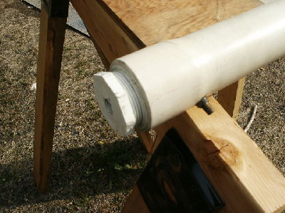 The Musket Breech showing the 1.5 inch female adapter inside the 2 inch chamber