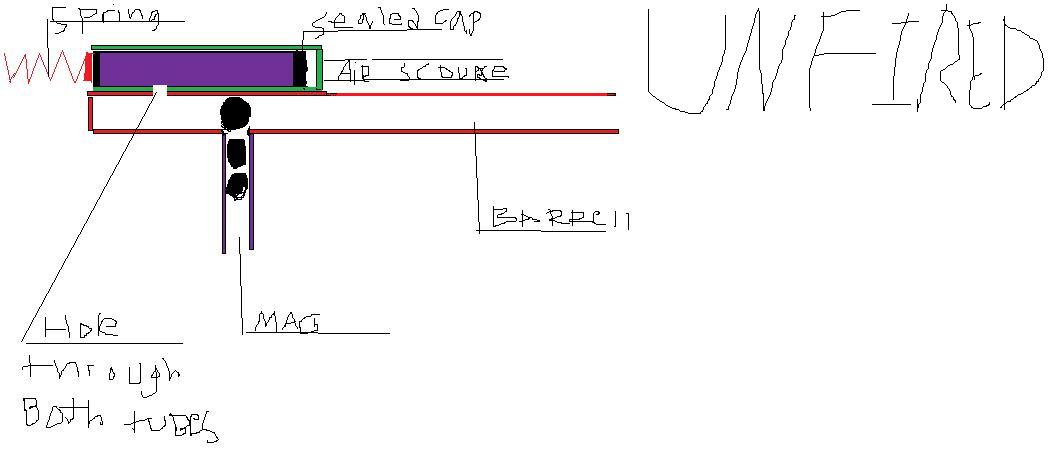 the mechanism at rest with all parts labeled.