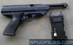 Here is the finished product here is the BB pistol I used for the handle, beside it you see the stun gun.