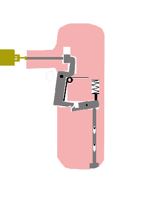 push the button at the bottom and the trigger flicks out letting the square bit fall in front of the firing pin ready to be shot, if you then decide not to shoot the just invert it and press the trigger