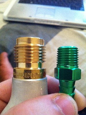 Thread compared to a 1/4'' npt or bpt, dont know the difference