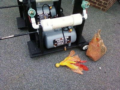 2&amp;quot; dog-toy tennis ball wrapped with red/orange/yellow plastic bag material to simulate a flaming arrow.