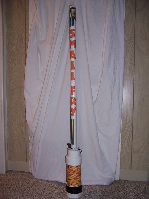 This is my first gun.  36 inch x 1 1/2&amp;quot; s40 PVC barrel - 12 inch x 4&amp;quot; s40 PVC chamber.  Works well!  Note the swinging plunger.