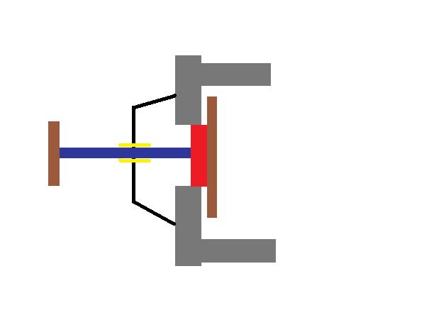 The yellow is the tube,used ot keep the rod straight while you vent etc and to also stop the threaded rod from making that noise.