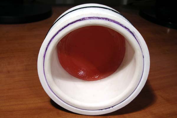 Piston front (1/4&amp;quot; rubber glued in place and secured with 3&amp;quot;cell-core pipe for weight reduction)