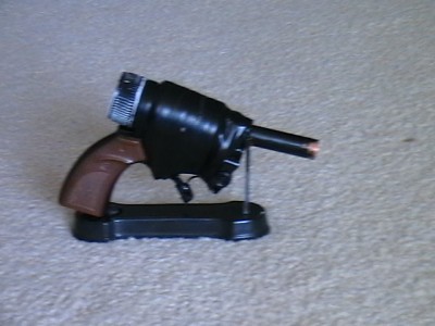 Gun on stand.