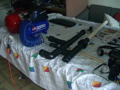 my work shop ,my cannon and my fireing syystem i bought a small 2 gallon compressor :] ,hey im 13 dont gots a lot of money you know