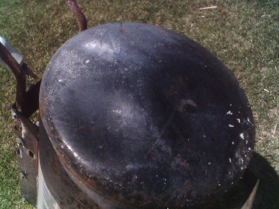 this is one of a bunch of old tanks we found at my buddies farm.  These dents were made with potatoes at 80 psi if i remember correctly.  although the dents arent truly spectacular, its faily thick metal and its was done with a potato