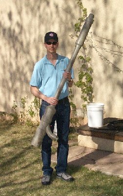 Combustion Potato Cannon Mark II, with 4&amp;quot; x 16&amp;quot; chamber, 4' x 2&amp;quot; barrel.